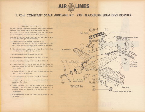 Коробка AirLines 7901 Blackburn Skua, 1964, 1964